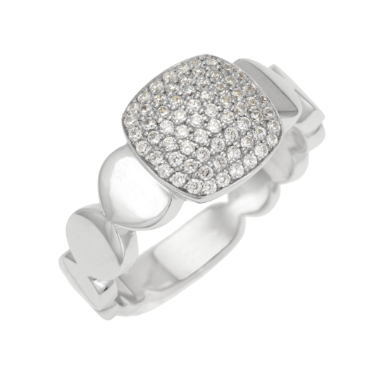 Bague en argent rhodié et oxydes de zirconium