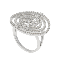 Bague en argent rhodié, spirale et oxydes de zirconium