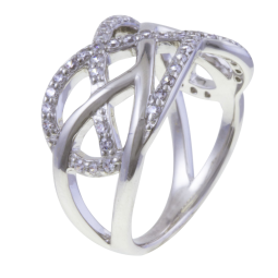 Bague en argent rhodié et oxydes de zirconium