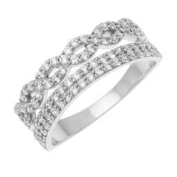 Bague en argent rhodié et oxydes de zirconium