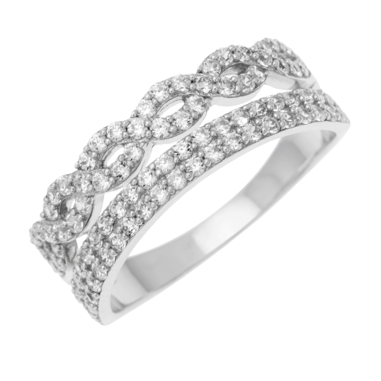 Bague en argent rhodié et oxydes de zirconium