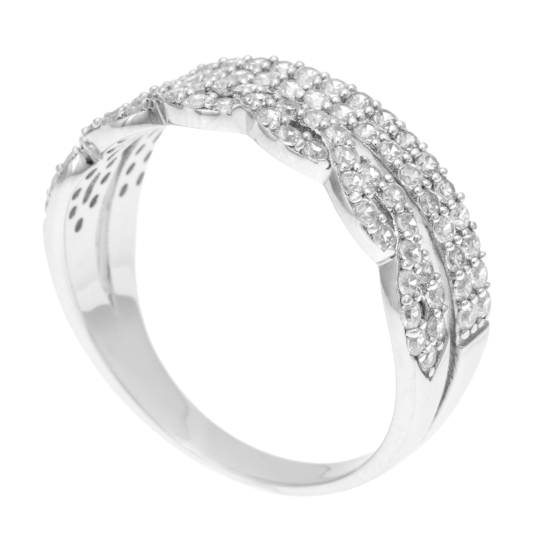 Bague en argent rhodié et oxydes de zirconium