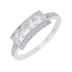 Bague en argent rhodié et oxydes de zirconium