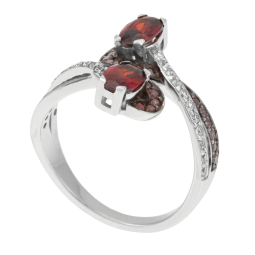 Bague en argent rhodié et rhodié noir, oxydes de zirconium