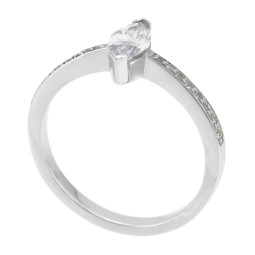 Bague en argent rhodié, oxydes de zirconium