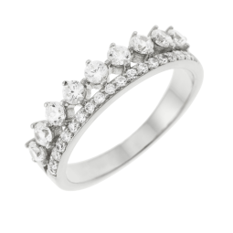 Bague en argent rhodié, oxydes de zirconium