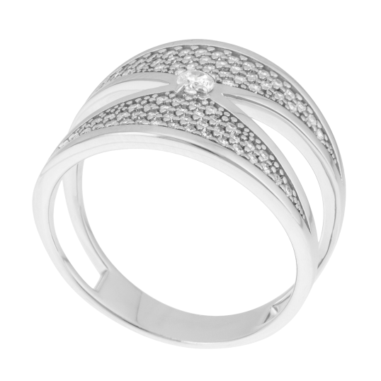 Bague en argent rhodié, oxydes de zirconium