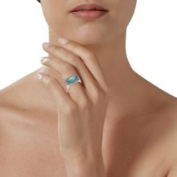Bague en argent rhodié et oxydes de zirconium de couleurs