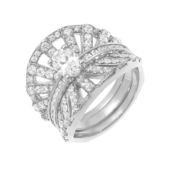 Bague en argent rhodié en 2 parties, et oxydes de zirconium