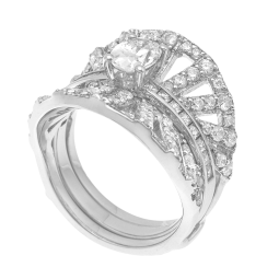 Bague en argent rhodié en 2 parties, et oxydes de zirconium