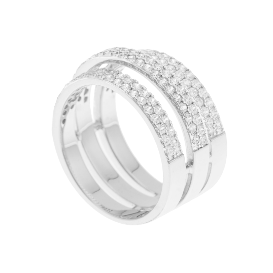 Bague en argent rhodié, oxydes de zirconium Bague en argent rhodié, oxydes de zirconium