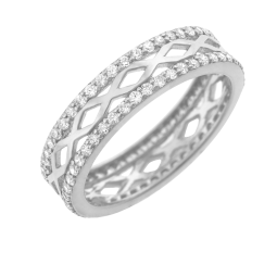 Bague en argent rhodié et oxydes de zirconium