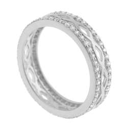 Bague en argent rhodié et oxydes de zirconium