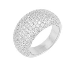 Bague argent rhodié, pavage oxydes de zirconium