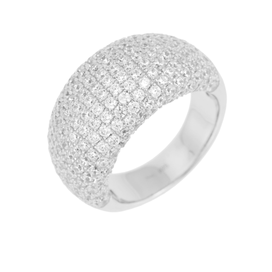 Bague argent rhodié, pavage oxydes de zirconium