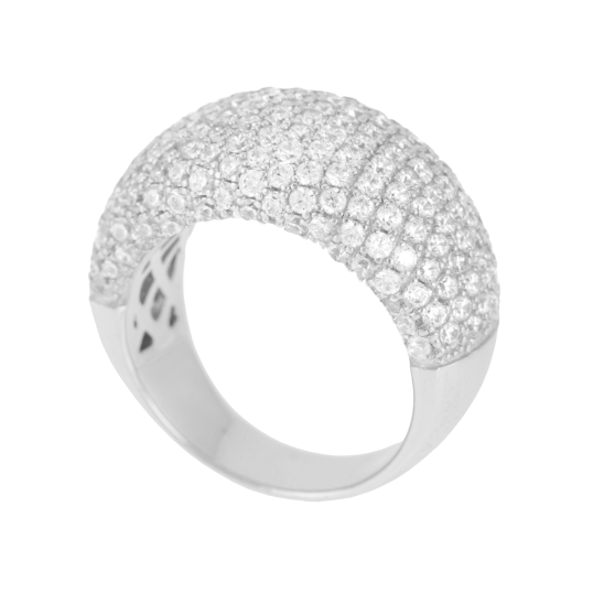 Bague argent rhodié, pavage oxydes de zirconium