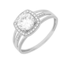 Bague en argent rhodié et oxydes de zirconium