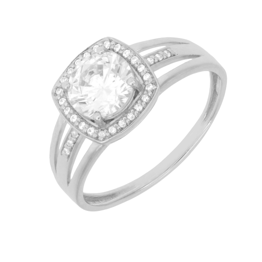 Bague en argent rhodié et oxydes de zirconium