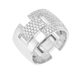 Bague en argent rhodié et oxydes de zirconium