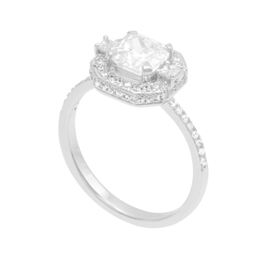 Bague en argent rhodié, oxydes de zirconium