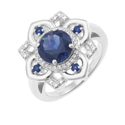 Bague en argent rhodié, oxydes de zirconium