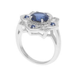Bague en argent rhodié, oxydes de zirconium