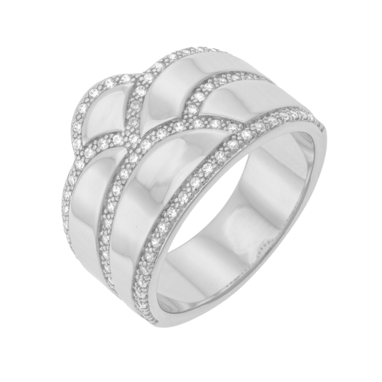 Bague en argent rhodié, oxydes de zirconium  Bague en argent rhodié, oxydes de zirconium