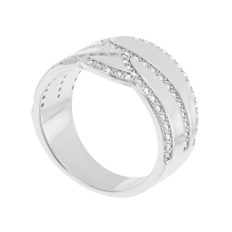 Bague en argent rhodié, oxydes de zirconium 