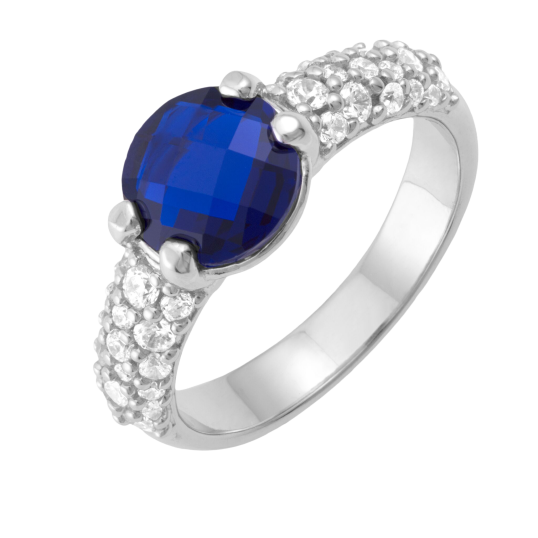 Bague en argent rhodié, oxydes de zirconium