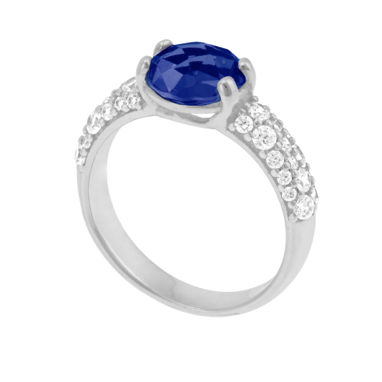 Bague en argent rhodié, oxydes de zirconium