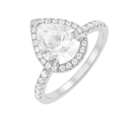 Bague en argent rhodié et oxydes de zirconium 