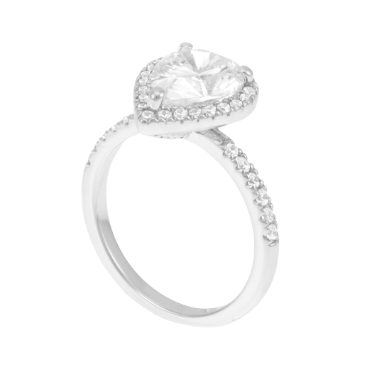 Bague en argent rhodié et oxydes de zirconium 