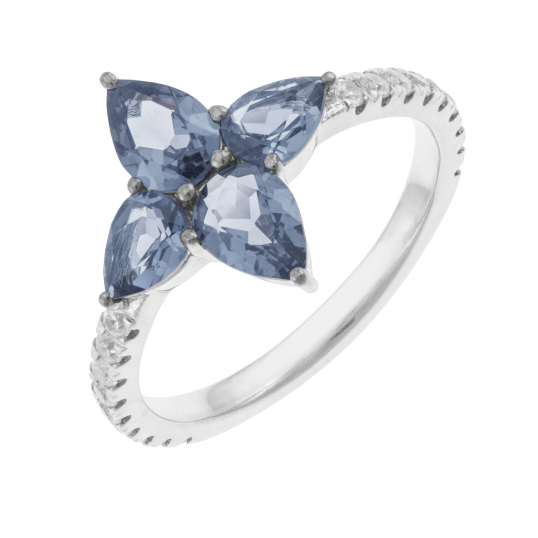 Bague en argent rhodié et oxydes de zirconium