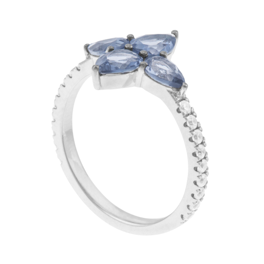 Bague en argent rhodié et oxydes de zirconium
