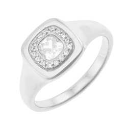Bague en argent rhodié et oxydes de zirconium
