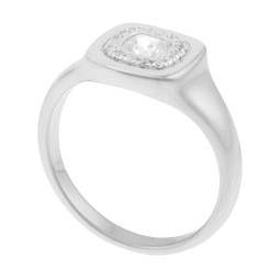 Bague en argent rhodié et oxydes de zirconium