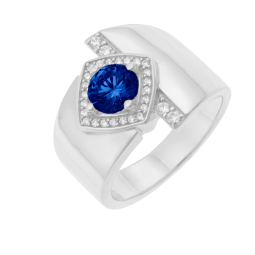 Bague en argent rhodié, oxydes de zirconium