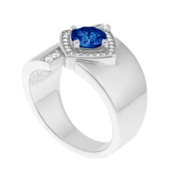 Bague en argent rhodié, oxydes de zirconium