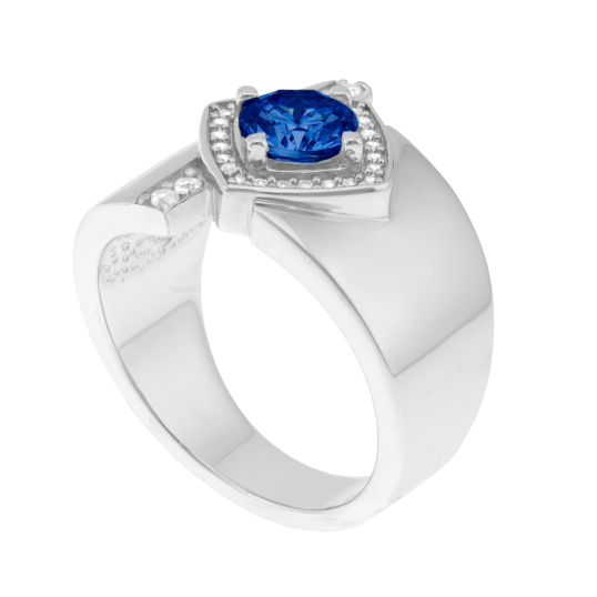 Bague en argent rhodié, oxydes de zirconium