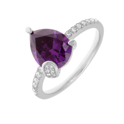 Bague en argent rhodié et oxydes de zirconium