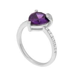 Bague en argent rhodié et oxydes de zirconium