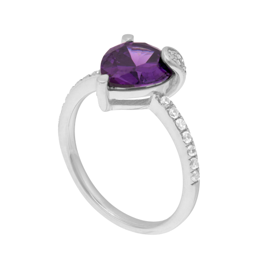 Bague en argent rhodié et oxydes de zirconium