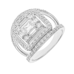 Bague en argent rhodié et oxydes de zirconium