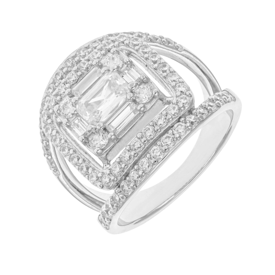 Bague en argent rhodié et oxydes de zirconium