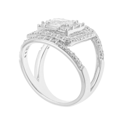 Bague en argent rhodié et oxydes de zirconium