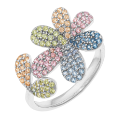Bague en argent rhodié et oxydes de zirconium 