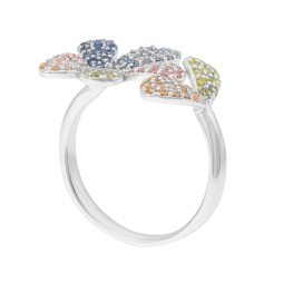 Bague en argent rhodié et oxydes de zirconium 