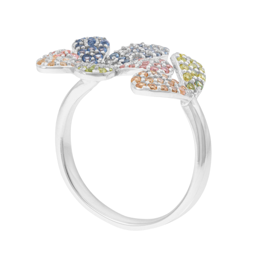 Bague en argent rhodié et oxydes de zirconium 