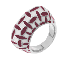 Bague ajustable en argent rhodié et laque 