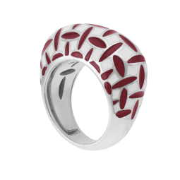 Bague ajustable en argent rhodié et laque 